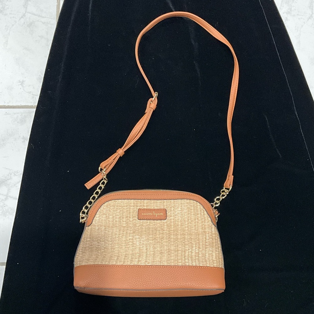 Nanette Lepore Elegant Tan and Brown Crossbody Bag
